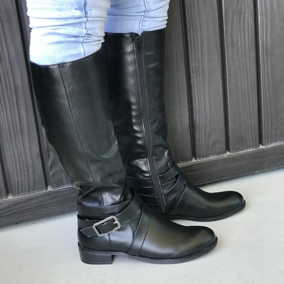 Macy's Shoes | Nib Black Wide Fit Knee High Riding Boots | Poshmark